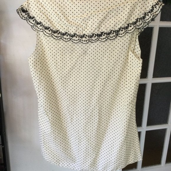 Paul & Joe Sister polka dot cotton/silk blouse with ribbon tie - Picture 4 of 6